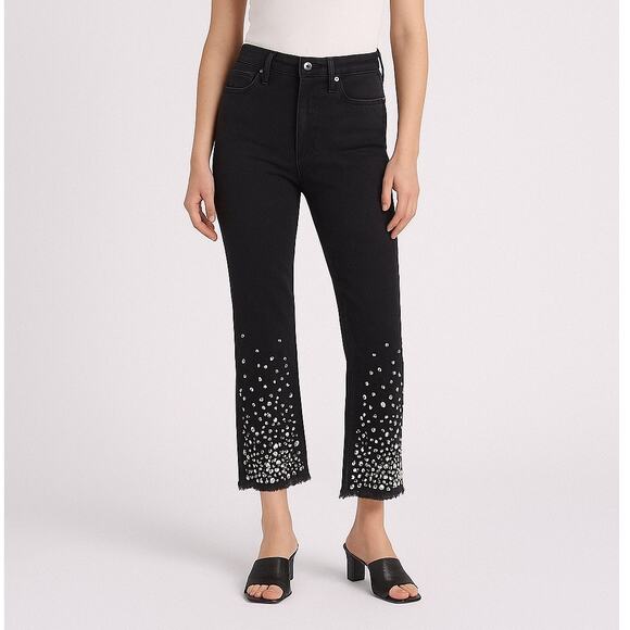 Anthropologie Pilcro Mid-Rise Slim Straight Jeans Jewel Embellished - Picture 1 of 12